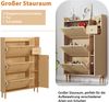 Holzwerkstoff Schuhschrank aus Rattan – geeignet für enge Eingänge – 3 Kipp-Türen und 1 Schublade – mit Massivholzbeinen und Griffen – Maße: B90/H125/T17 cm Bild 2