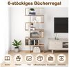 COSTWAY Bücherregal, Standregal mit 6 Fächern, 20 kg/Ebene, 80x23x192cm, natur Bild 2