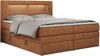 Boxspringbett mit LED Kopfteil und Topper - GOLD-5-KING - 160x200cm - Orange Stoff - H4 Bild 3