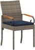 vidaXL Gartenstühle 4 pcs Grau und Marineblau Poly-Rattan und Akazie 42025888 Bild 4