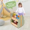 Kinder Bücherregal aus Holz mit Universalrädern 2 Ebenen Spielzeugregal auf Rollen Grün Bild 3
