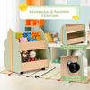 Kinder Bücherregal aus Holz mit Universalrädern 2 Ebenen Spielzeugregal auf Rollen Grün Bild 4