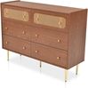 Merax Kommode, Holz Sidebaord mit 6 Schubladen, Rattan geflecht, Highboard, Metallbeine, B:120cm Bild 2