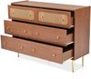 Merax Kommode, Holz Sidebaord mit 6 Schubladen, Rattan geflecht, Highboard, Metallbeine, B:120cm Bild 4