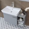Roomart LYCIA-82 Badmöbel Set– 3-teiliges Badezimmermöbel Set - Unterschrank, Waschbecken & Spiegelschrank - H 9.5 x B 38.6 x T 50 cm • Grau Bild 5