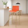 2er Set Barhocker TENAR - Kunststoff Orange 43x48x100 cm Gold | Barstuhl Mit Lehne Tresenhocker Tresenstuhl Kneipenhocker Kneipenstuhl Bild 3
