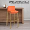 2er Set Barhocker TENAR - Kunststoff Orange 43x48x100 cm Gold | Barstuhl Mit Lehne Tresenhocker Tresenstuhl Kneipenhocker Kneipenstuhl Bild 4