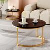 MODFU Couchtisch-Set 2-teilig, MDF in schwarzer Marmoroptik mit goldenem Metallgestell, 80x80 cm / 60x60 cm Bild 2