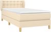 Einzelbett, Polsterbett mit Matratze Stoff Creme 100x200 cm Bild 3