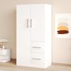 Merax Kleiderschrank Kinderkleiderschrank, Einzelkleiderschrank, Doppeltür-Design mit Schubladen und Staufächern, Weiß Bild 2