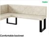 MEBLINI Eckbank für Esszimmer mit ausziehbarem Tisch - Küchenbank - Essecke - Sitzecke Küche - ERIC - U-Beine 128x168x87cm Links - Creme Samt/M Weiß Matt Bild 5