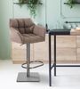Barhocker SIHAR - Stoff Terrabraun 64x45x88 cm Silber | Barstuhl Höhenverstellbar Mit Lehne Drehbar Tresenhocker Tresenstuhl Kneipenhocker Bild 2