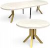 Runder Ausziehtisch MARMOR WEISS Ø110/310 cm GOLDENE METALL X SLIM Beine Bild 1