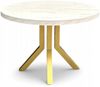 Runder Ausziehtisch MARMOR WEISS Ø110/310 cm GOLDENE METALL X SLIM Beine Bild 4
