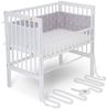 FabiMax Baby Beistellbett für Boxspringbett, TÜV geprüft 2022, inkl. Matratze und Nestchen aus Netzstoff, Buche massiv weiß, Comfort/weiße Sterne auf grau Bild 5