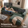 skølm 'Freki' Cloud Sofa 3 Sitzer mit 2x Hocker, Vollschaumcouch mit Federkern und Vakuum-Kompression, kein Aufbau erforderlich, mit 3 Kissen, Cord dunkelgrün Bild 5