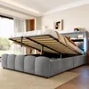 Polsterbett mit LED-Beleuchtung, USB/Type-C Anschlüsse und Stauraum, 140x200 cm, Doppelbett, Stauraumbett, Samt Bild 2