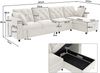 Ecksofa 281x132x86 cm Beige aus Samt mit Schlaffunktion, Stauraum und L-Form Bild 4