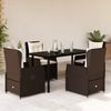 vidaXL 5-tlg. Garten-Essgruppe mit Kissen Braun Poly Rattan 3262849 Bild 1