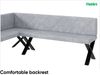 MEBLINI Eckbank für Esszimmer - Küchenbank - Essecke - Sitzecke Küche - ERIC - X-Beine 142x196x87cm Links - Hellgrau Samt Bild 5