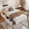 Polsterbett 140x200cm, modernes Bettgestell mit 4 Schubladen, Samtbezug, Stauraumbett mit Lattenrost,Beige Bild 4