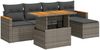 vidaXL 6-tlg. Garten-Sofagarnitur mit Kissen Grau Poly Rattan Akazie 3327476 Bild 2