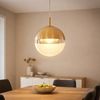 LED Kugel Hängelampe, Metall Glas, gold klar, 30 cm Bild 2