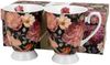 DUO FLORAL 2er-Set königliche Tassen 300 ml SPRING ROSES BLACK New Bone China Porzellan Bild 2