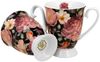 DUO FLORAL 2er-Set königliche Tassen 300 ml SPRING ROSES BLACK New Bone China Porzellan Bild 4