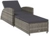 Sonnenliege, Gartenliege mit Dunkelgrauer Auflage Poly Rattan Grau Bild 2
