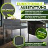 tillvex® Gartenbank mit Abdeckung & Kissen, 2-3 Sitzer, wetterfest, Holzoptik anthrazit / weiß, 130x60x85 cm Bild 3