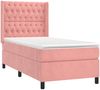 vidaXL Boxspringbett mit Matratze Rosa 100x200 cm Samt 3132848 Bild 3