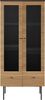 Vitrine 79 x 43 cm MDF Schwarz Eichenholzfurnier geriffelt 2 Türig mit Glas Bild 1