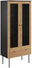 Vitrine 79 x 43 cm MDF Schwarz Eichenholzfurnier geriffelt 2 Türig mit Glas Bild 2