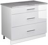 Küchenunterschrank Fame-Line Weiß Hochglanz/Weiß 100 cm, AP Marmor Vicco Bild 1