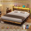 MSMASK Metallbett Bettgestell mit Steckdose und USB-Ladefunktion (Ohne Matratze), Jugendbett, Doppelbett, 160x200 cm Bild 3