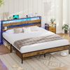 MSMASK Metallbett Bettgestell mit Steckdose und USB-Ladefunktion (Ohne Matratze), Jugendbett, Doppelbett, 160x200 cm Bild 2