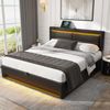 Polsterbett 140×200 cm mit USB, LED-Beleuchtung und Stauraum, Schwarz Bild 3
