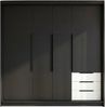 Schwebetürenschrank KLARI 2-türig Schrank 200 cm (mit Spiegel) Farbe: Schwarz, Schwarz, Weiß Bild 2