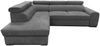 Wohnero24 Ecksofa PAVONE 4 208 x 263 cm – modernes Chenille Sofa Dunkelgrau mit Schlaffunktion 190 x 125 cm & Bettkasten, verstellbare Kopfstützen Bild 4