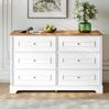 Sideboard 120x40x76 cm mit 6 Schubladen – Landhausstil mit Scheunenmuster in Weiß und Naturholz Bild 3