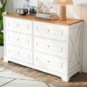 Sideboard 120x40x76 cm mit 6 Schubladen – Landhausstil mit Scheunenmuster in Weiß und Naturholz Bild 5