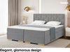 MEBLINI Boxspringbett mit Bettkasten - 120x200 - H3/Grau Samt - Versal - Gepolstert Doppelbett mit Matratze und Topper - Polsterbett mit Stauraum - Bett mit Kopfteil - Stauraumbett Bild 3