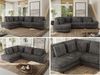 CALENO L-Form Ecksofa 317x225 cm, Massivholz-Rahmen & Wellenfedern, Sitzhöhe 51 cm, modernes Polstersofa rückenecht bezogen & freistehend - Grau Cord - Links Seite Bild 2