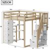 HAUSS SPOLE Hochbett 140x200 mit Schublade, Regalen, Aufbewahrungstreppe Jugendbett, Natur (Massivholz Hochbett,mit 4 Schubladen & Regalen, 140x200cm) ohne Matratze Bild 3