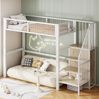 Bett 90x200 cm mit Leiter und Stauraum – Hochbett aus Metall mit integriertem Kleiderschrank, platzsparend Bild 2