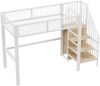 Bett 90x200 cm mit Leiter und Stauraum – Hochbett aus Metall mit integriertem Kleiderschrank, platzsparend Bild 5
