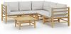 vidaXL 6-tlg. Garten-Lounge-Set mit Kissen Hellgrau Bambus 3155092 Bild 2