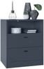 Vladon Kommode Pino V1, Nachttisch mit 2 Schubladen & 1 offenem Fach, Anthrazit matt/Anthrazit matt ohne LED (56 x 67,5 x 36 cm) Bild 5