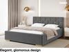 MEBLINI Polsterbett 180x200 ohne Lattenrost ohne Matratze – VERSAL – Dunkelgrau Samt – Doppelbett ohne Bettkasten - Stauraumbett - Kopfteil Bett ohne Stauraum Bild 3